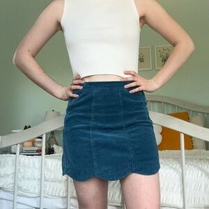 Stylish Blue Corduroy Skirt
